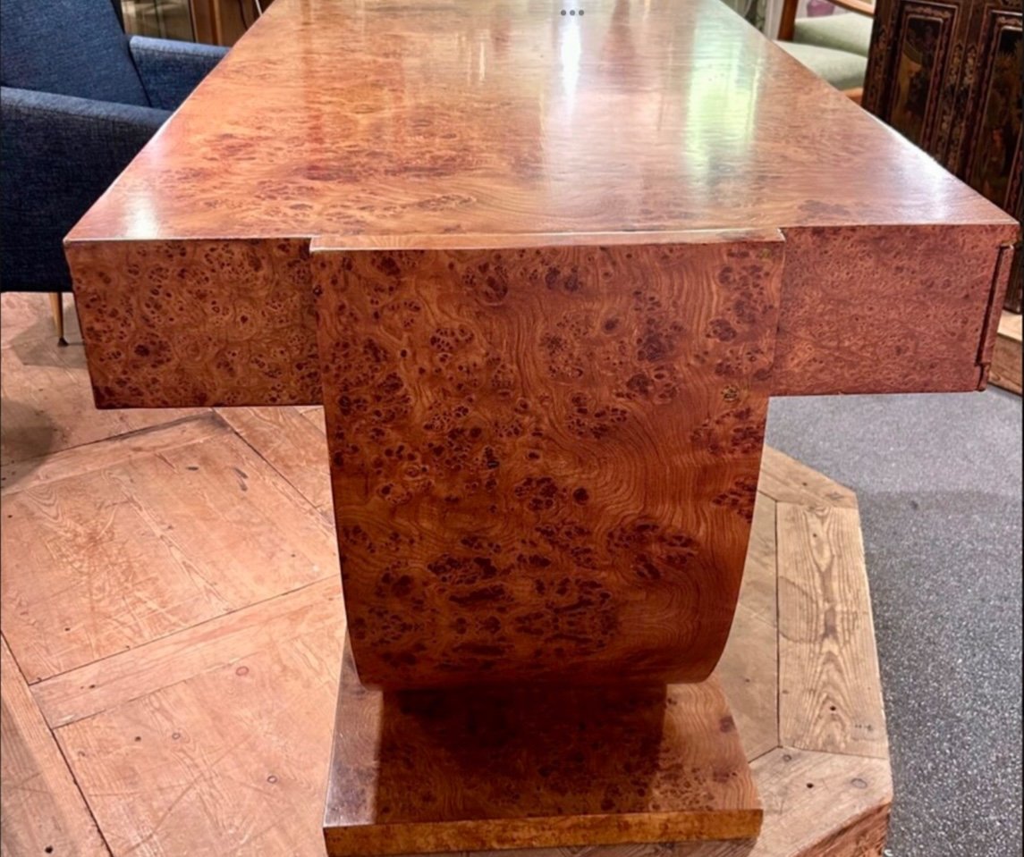 Art Deco Console Desk France Circa 1925 Burl Elm-photo-2